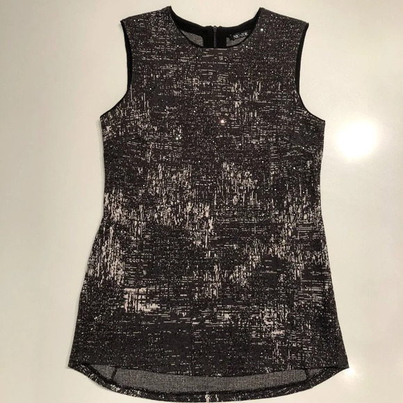 NIC+ZOE Sleeveless Crew Neck Knit Top Abstract Print w Sparkle Gray Sz M NWOT - Picture 1 of 11